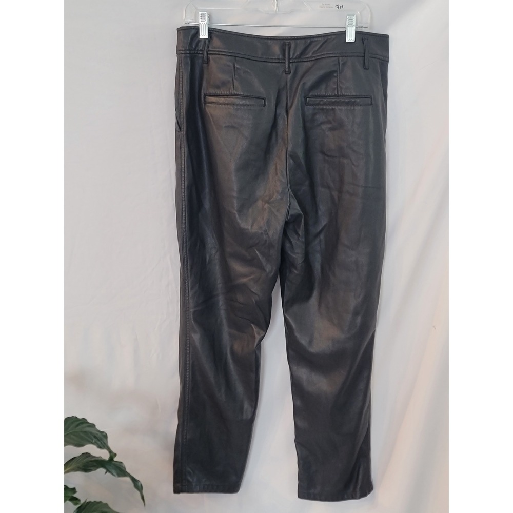 LOFT Faux Leather Tapered Pants Black Size 10 Vegan Leather Trousers